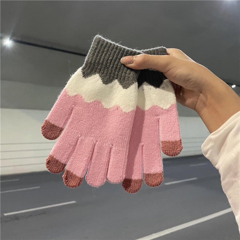 Knitting Patchwork Touch Screen Gloves