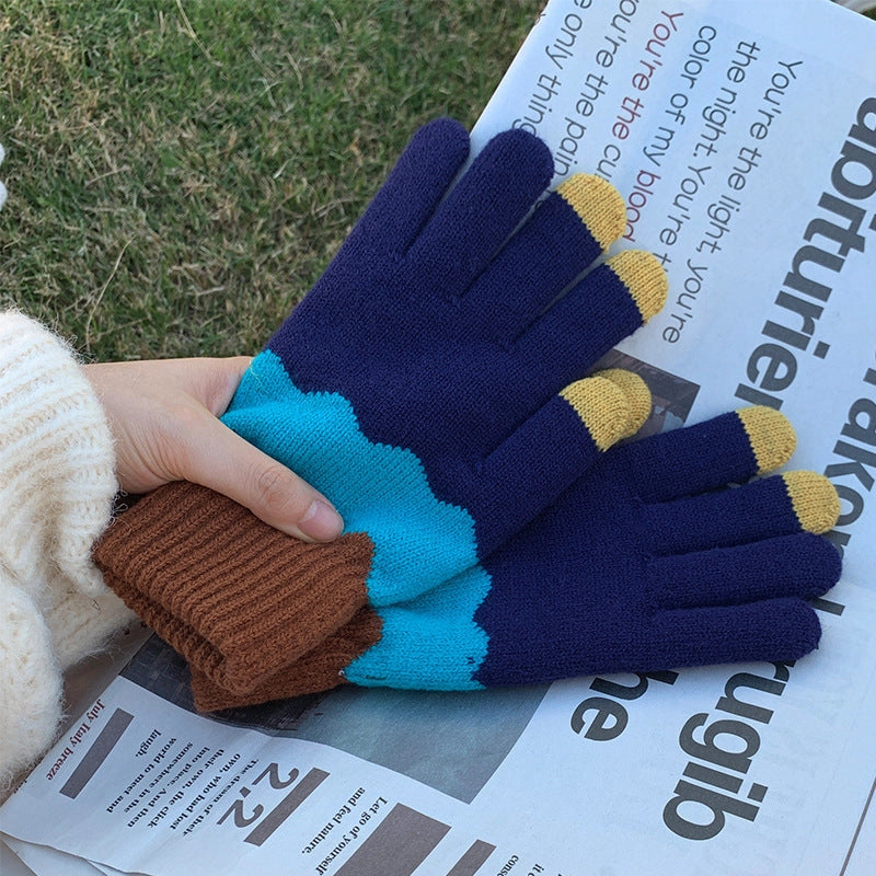 Knitting Patchwork Touch Screen Gloves